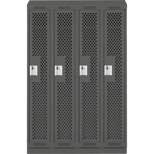 Clean Line Lockers, Bank of 4, 48" x 18" x 82", Steel, Charcoal, Rivet (Assembled), Perforated Duraquip Inc