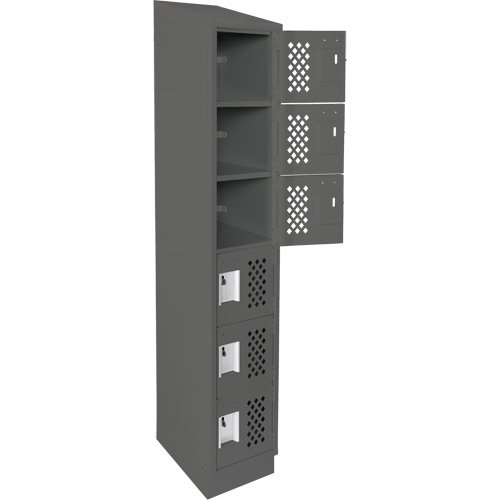 Assembled Lockerettes Clean Line Perforated Economy Lockers, 6 -tier, 18" x 72" x 12", Steel Duraquip Inc