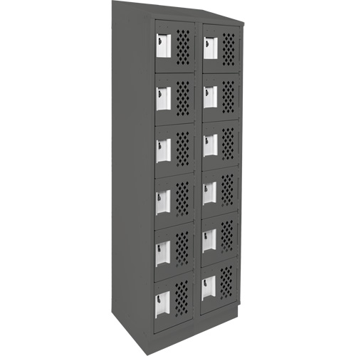 Clean-Line Perforated Lockerette, 6 -tier, Bank of 2, 12" x 72" x 12", Steel Duraquip Inc