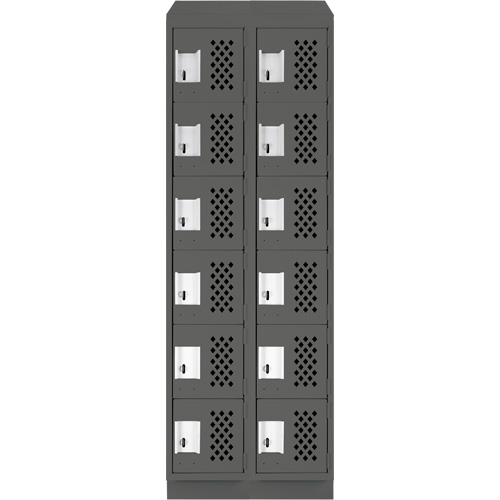 Clean-Line Perforated Lockerette, 6 -tier, Bank of 2, 12" x 72" x 12", Steel Duraquip Inc