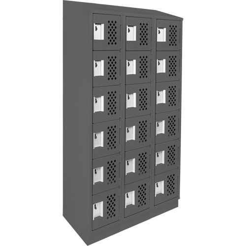 Clean-Line Perforated Lockerette, 6 -tier, Bank of 3, 12" x 72" x 12", Steel Duraquip Inc