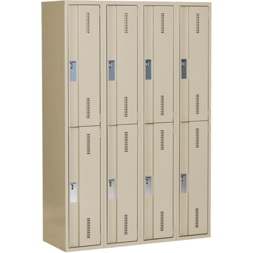Concorde Heavy-Duty Lockers, 2 -tier, Bank of 4, 48" x 18" x 72", Steel, Beige, Welded (Assembled) Duraquip Inc