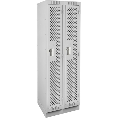 Clean Line Lockers, Bank of 2, 24" x 12" x 76", Steel, Grey, Rivet (Assembled), Perforated Duraquip Inc