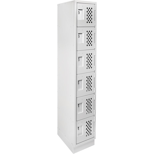 Assembled Lockerettes Clean Line Perforated Economy Lockers, 6 -tier, 18" x 72" x 12", Steel Duraquip Inc