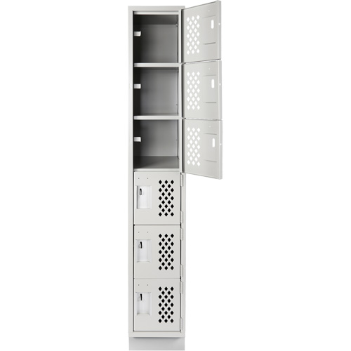 Assembled Lockerettes Clean Line Perforated Economy Lockers, 6 -tier, 18" x 72" x 12", Steel Duraquip Inc