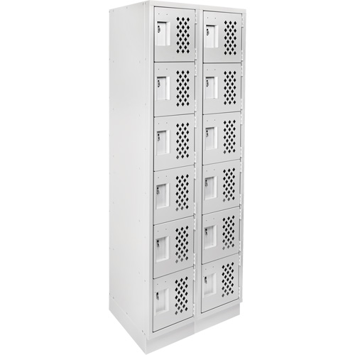 Assembled Lockerettes Clean Line Perforated Economy Lockers, 6 -tier, Bank of 2, 18" x 72" x 12", Steel Duraquip Inc