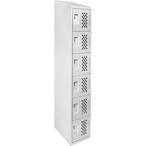 Assembled Lockerettes Clean Line Perforated Economy Lockers, 6 -tier, 18" x 72" x 12", Steel Duraquip Inc