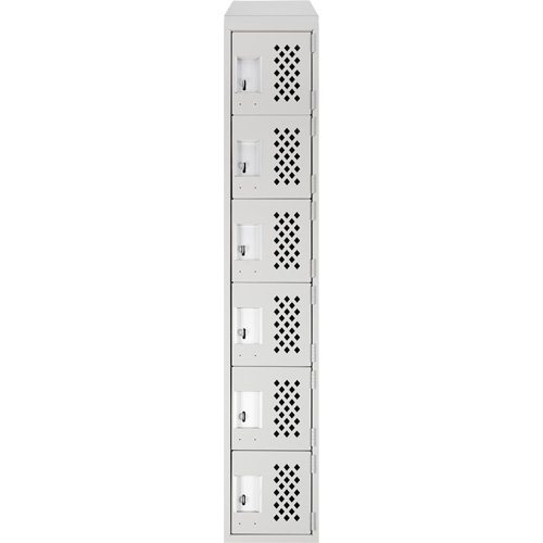 Assembled Lockerettes Clean Line Perforated Economy Lockers, 6 -tier, 18" x 72" x 12", Steel Duraquip Inc