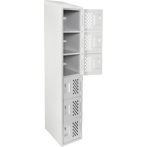 Assembled Lockerettes Clean Line Perforated Economy Lockers, 6 -tier, 18" x 72" x 12", Steel Duraquip Inc