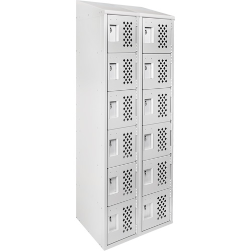 Assembled Lockerettes Clean Line Perforated Economy Lockers, 6 -tier, Bank of 2, 18" x 72" x 12", Steel Duraquip Inc