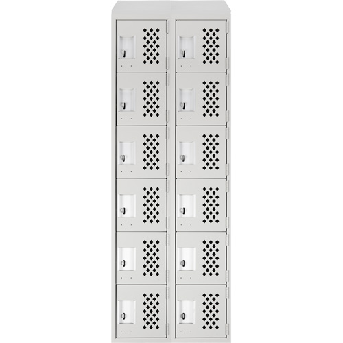 Assembled Lockerettes Clean Line Perforated Economy Lockers, 6 -tier, Bank of 2, 18" x 72" x 12", Steel Duraquip Inc