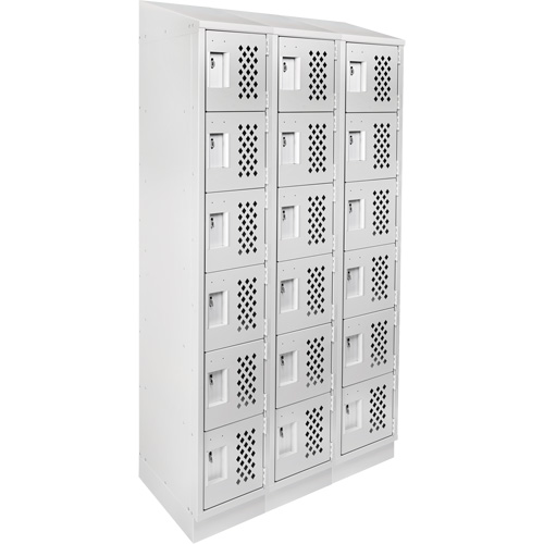 Assembled Lockerettes Clean Line Perforated Economy Lockers, 6 -tier, Bank of 3, 18" x 72" x 12", Steel Duraquip Inc
