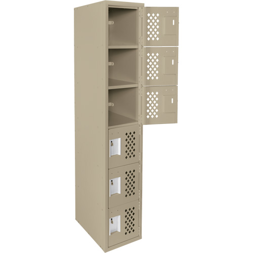 Assembled Lockerettes Clean Line Perforated Economy Lockers, 6 -tier, 18" x 72" x 12", Steel Duraquip Inc