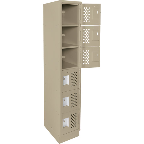 Assembled Lockerettes Clean Line Perforated Economy Lockers, 6 -tier, 18" x 72" x 12", Steel Duraquip Inc
