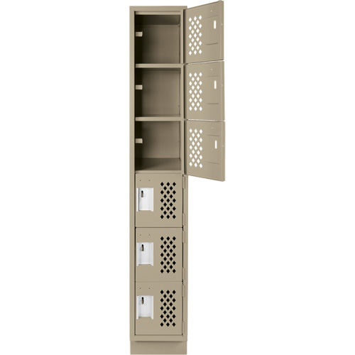 Assembled Lockerettes Clean Line Perforated Economy Lockers, 6 -tier, 18" x 72" x 12", Steel Duraquip Inc