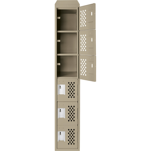Assembled Lockerettes Clean Line Perforated Economy Lockers, 6 -tier, 18" x 72" x 12", Steel Duraquip Inc