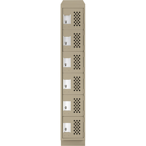 Assembled Lockerettes Clean Line Perforated Economy Lockers, 6 -tier, 18" x 72" x 12", Steel Duraquip Inc
