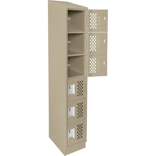 Assembled Lockerettes Clean Line Perforated Economy Lockers, 6 -tier, 18" x 72" x 12", Steel Duraquip Inc