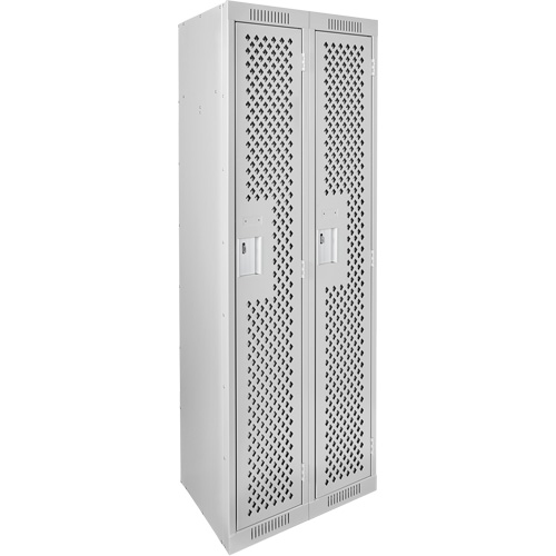 Clean Line Lockers, 2 -tier, 12" x 12" x 72", Steel, Grey, Rivet (Assembled), Perforated Duraquip Inc