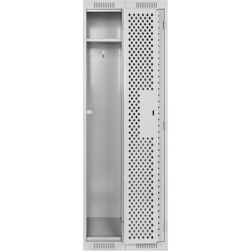 Clean Line Lockers, 2 -tier, 12" x 12" x 72", Steel, Grey, Rivet (Assembled), Perforated Duraquip Inc
