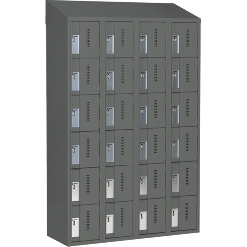 Concorde Heavy-Duty Lockers, 6 -tier, Bank of 4, 48" x 18" x 78", Steel, Charcoal, Welded (Assembled) Duraquip Inc
