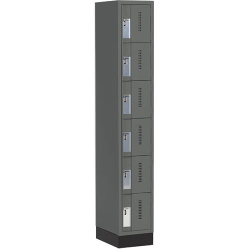 Concorde Heavy-Duty Lockers, 6 -tier, 12" x 18" x 76", Steel, Charcoal, Welded (Assembled) Duraquip Inc