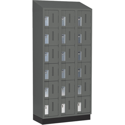 Concorde Heavy-Duty Lockers, 6 -tier, Bank of 3, 36" x 18" x 82", Steel, Charcoal, Welded (Assembled) Duraquip Inc