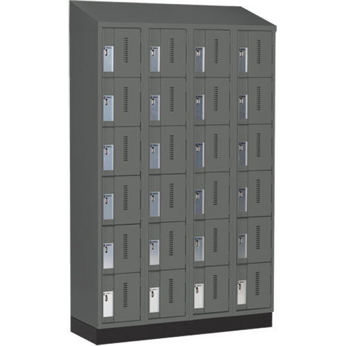 Concorde Heavy-Duty Lockers, 6 -tier, Bank of 4, 48" x 18" x 82", Steel, Charcoal, Welded (Assembled) Duraquip Inc