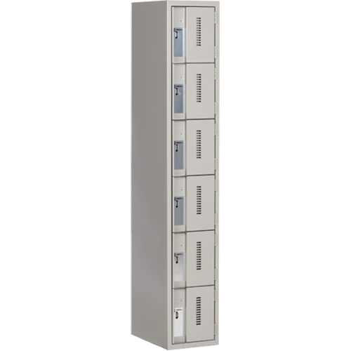 Concorde Heavy-Duty Lockers, 6 -tier, 12" x 18" x 72", Steel, Grey, Welded (Assembled) Duraquip Inc