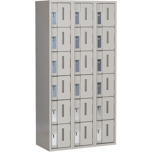Concorde Heavy-Duty Lockers, 6 -tier, Bank of 3, 36" x 18" x 72", Steel, Grey, Welded (Assembled) Duraquip Inc