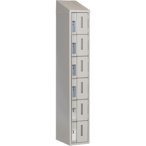 Concorde Heavy-Duty Lockers, 6 -tier, 12" x 18" x 78", Steel, Grey, Welded (Assembled) Duraquip Inc