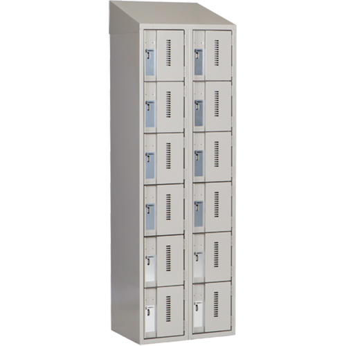 Concorde Heavy-Duty Lockers, 6 -tier, Bank of 2, 24" x 18" x 78", Steel, Grey, Welded (Assembled) Duraquip Inc