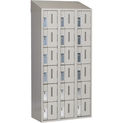 Concorde Heavy-Duty Lockers, 6 -tier, Bank of 3, 36" x 18" x 78", Steel, Grey, Welded (Assembled) Duraquip Inc