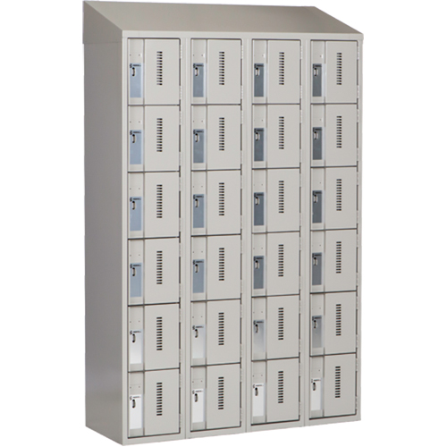 Concorde Heavy-Duty Lockers, 6 -tier, Bank of 4, 48" x 18" x 78", Steel, Grey, Welded (Assembled) Duraquip Inc