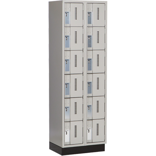 Concorde Heavy-Duty Lockers, 6 -tier, Bank of 2, 24" x 18" x 76", Steel, Grey, Welded (Assembled) Duraquip Inc