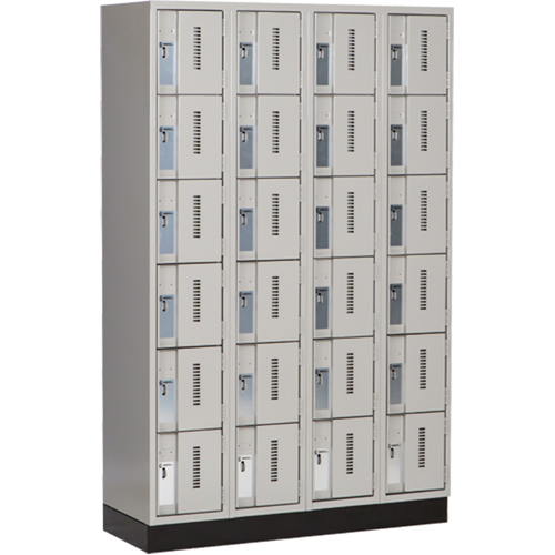 Concorde Heavy-Duty Lockers, 6 -tier, Bank of 4, 48" x 18" x 76", Steel, Grey, Welded (Assembled) Duraquip Inc
