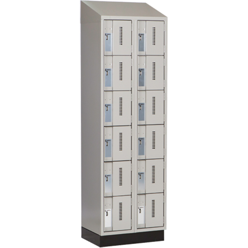 Concorde Heavy-Duty Lockers, 6 -tier, Bank of 2, 24" x 18" x 82", Steel, Grey, Welded (Assembled) Duraquip Inc