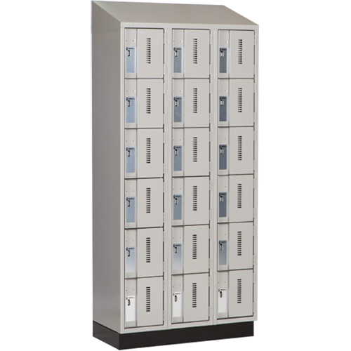 Concorde Heavy-Duty Lockers, 6 -tier, Bank of 3, 36" x 18" x 82", Steel, Grey, Welded (Assembled) Duraquip Inc
