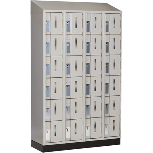 Concorde Heavy-Duty Lockers, 6 -tier, Bank of 4, 48" x 18" x 82", Steel, Grey, Welded (Assembled) Duraquip Inc