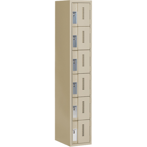 Concorde Heavy-Duty Lockers, 6 -tier, 12" x 18" x 72", Steel, Beige, Welded (Assembled) Duraquip Inc