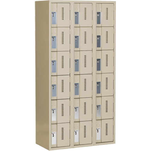 Casiers robustes Concorde, 6 niveaux, Bloc de 3, 36" x 18" x 72", Acier, Beige, Soud&eacute; (assembl&eacute;) Duraquip Inc