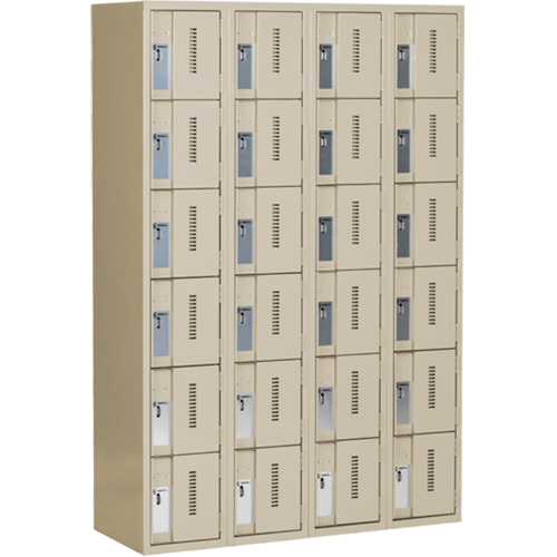 Casiers robustes Concorde, 6 niveaux, Bloc de 4, 48" x 18" x 72", Acier, Beige, Soud&eacute; (assembl&eacute;) Duraquip Inc