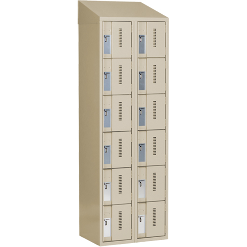 Concorde Heavy-Duty Lockers, 6 -tier, Bank of 2, 24" x 18" x 78", Steel, Beige, Welded (Assembled) Duraquip Inc