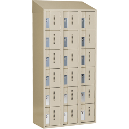 Concorde Heavy-Duty Lockers, 6 -tier, Bank of 3, 36" x 18" x 78", Steel, Beige, Welded (Assembled) Duraquip Inc