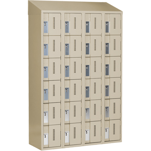 Concorde Heavy-Duty Lockers, 6 -tier, Bank of 4, 48" x 18" x 78", Steel, Beige, Welded (Assembled) Duraquip Inc