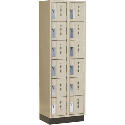 Casiers robustes Concorde, 6 niveaux, Bloc de 2, 24" x 18" x 76", Acier, Beige, Soud&eacute; (assembl&eacute;) Duraquip Inc
