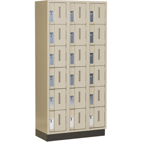 Casiers robustes Concorde, 6 niveaux, Bloc de 3, 36" x 18" x 76", Acier, Beige, Soud&eacute; (assembl&eacute;) Duraquip Inc