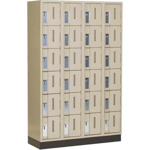 Concorde Heavy-Duty Lockers, 6 -tier, Bank of 4, 48" x 18" x 76", Steel, Beige, Welded (Assembled) Duraquip Inc