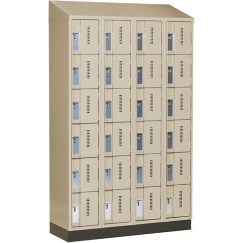 Concorde Heavy-Duty Lockers, 6 -tier, Bank of 4, 48" x 18" x 82", Steel, Beige, Welded (Assembled) Duraquip Inc