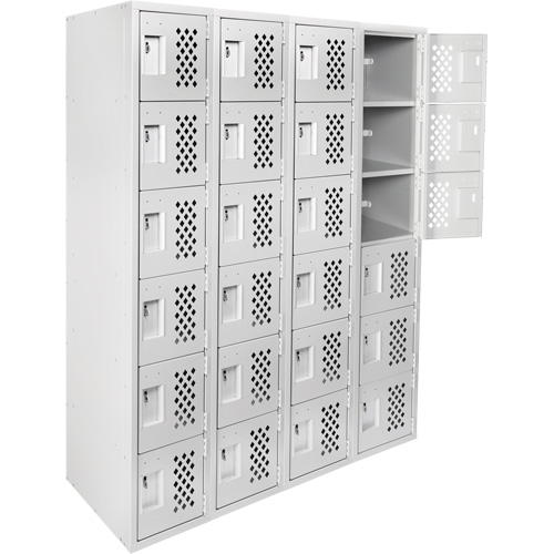 Clean Line Lockerettes, 6 -tier, Bank of 4, 18" x 72" x 12", Steel Duraquip Inc